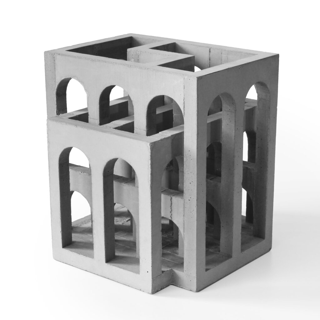 Interlocking concrete sculpture with arches